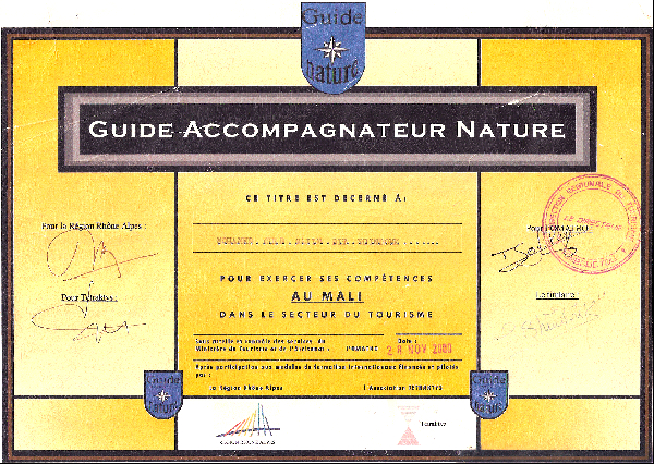 certificate Guide-Accompagnateur Nature